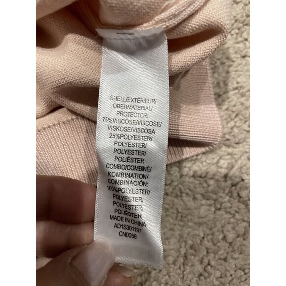 Adrianna Papell Cardigan Sweater Sheer Pleated Sleeves Pearl Blush Sz M Romantic - Picture 12 of 13